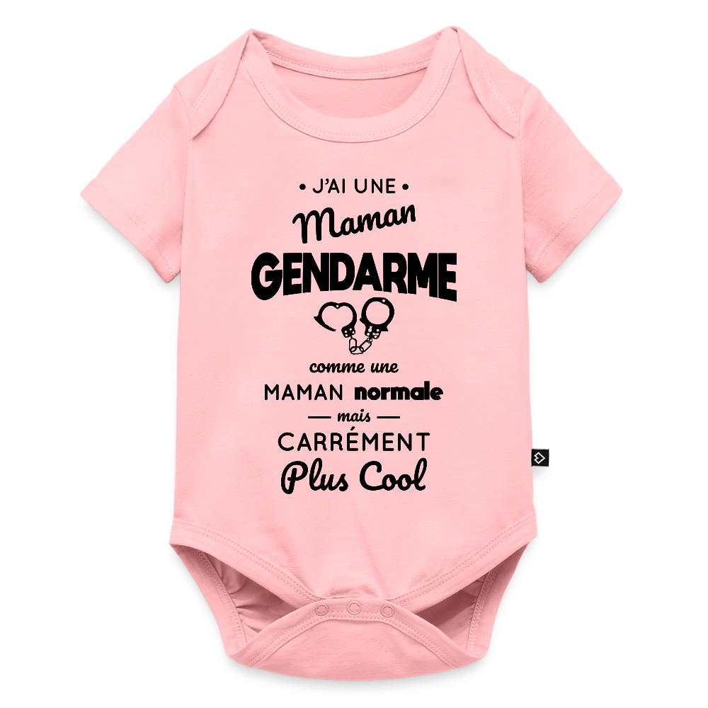 Body Bébé bio manches courtes - J'ai une maman gendarme - rose