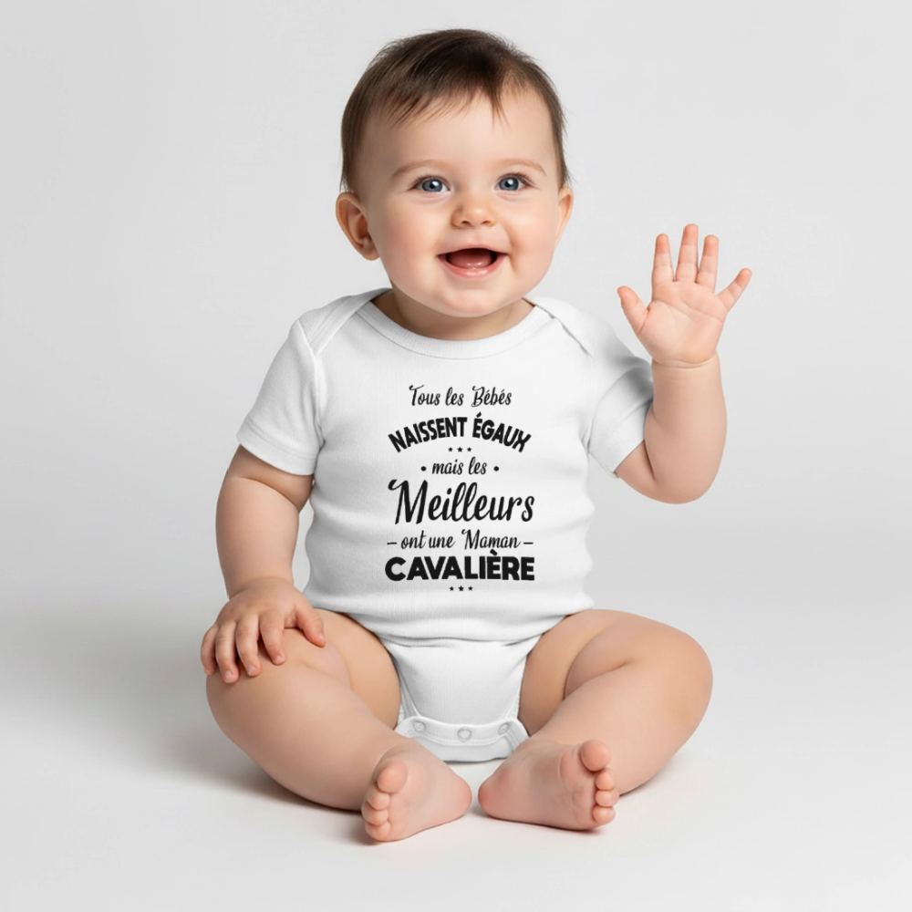 Body Bébé Humour Maman Cavalière – Idée Cadeau Équitation - blanc