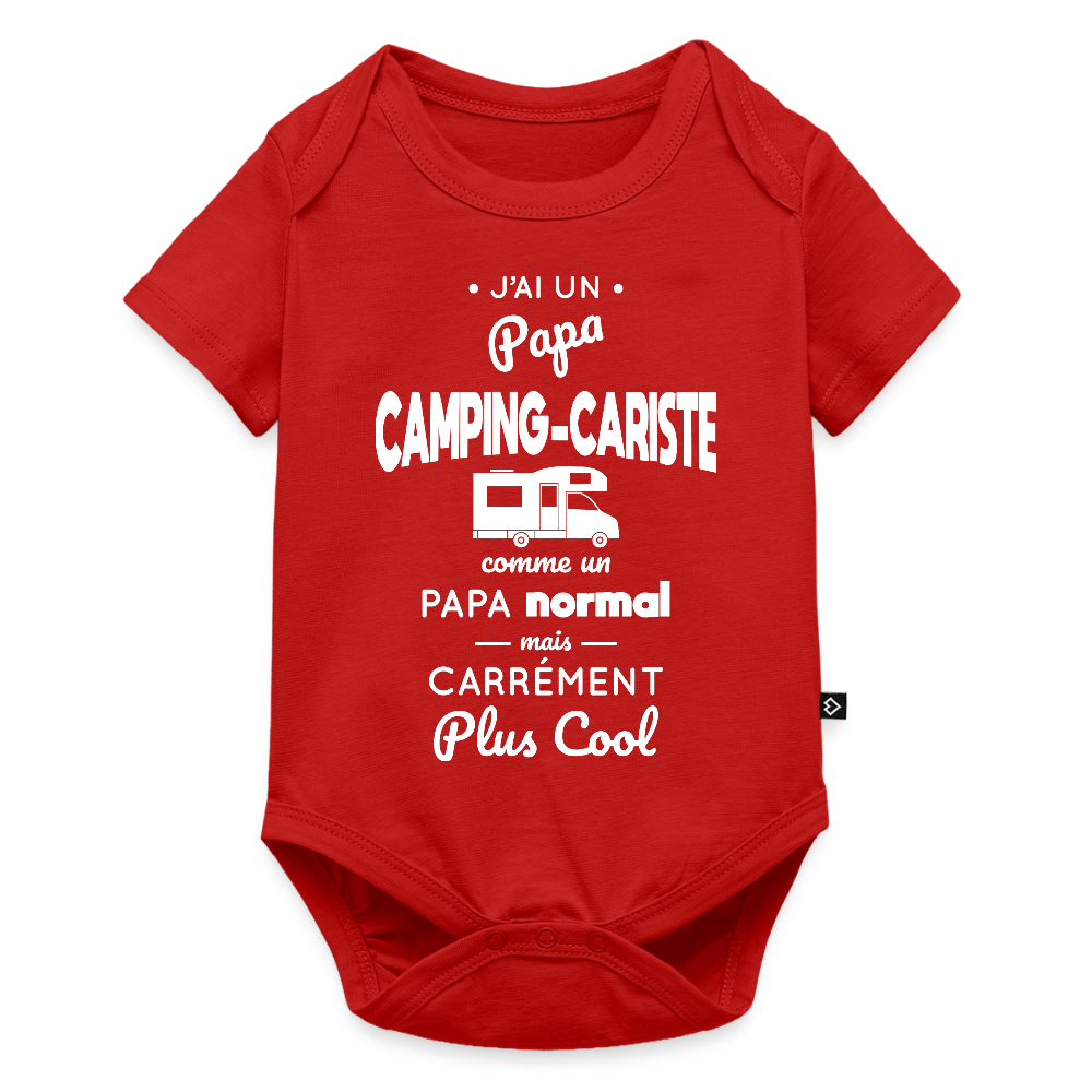 Body Bébé bio manches courtes - J'ai un papa camping-cariste - rouge