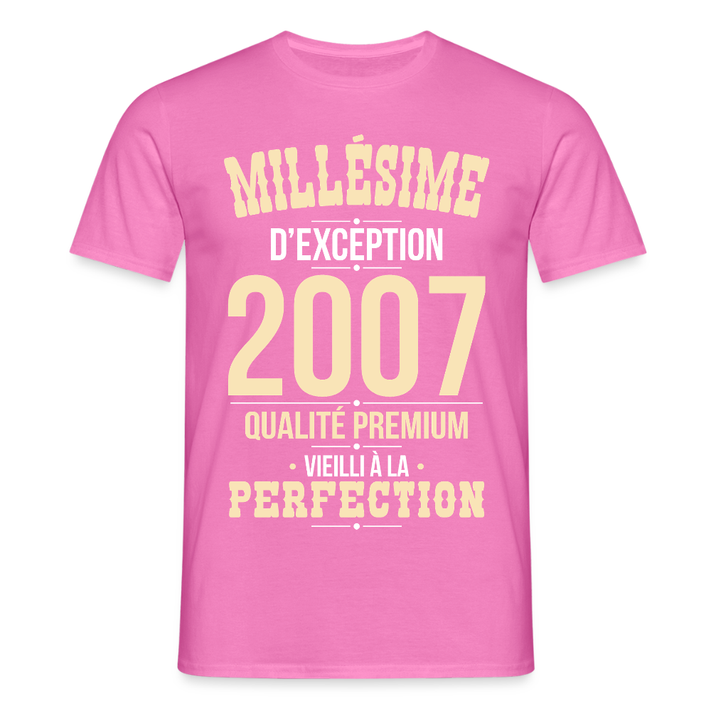 T-shirt Homme - Anniversaire 18 Ans - Millésime 2007 - rose