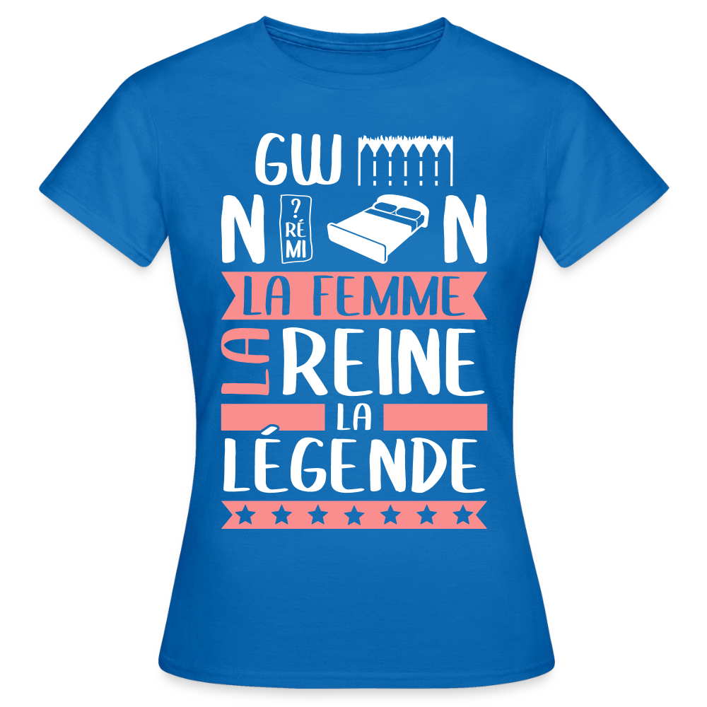 T-shirt femme Gwendoline rébus – La femme, la reine, la légende - bleu royal