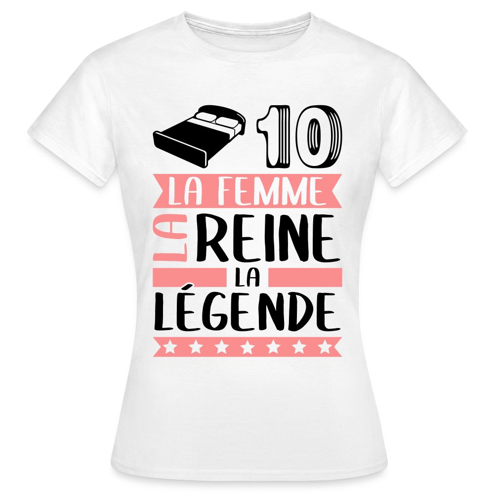 T-shirt femme coloris clair Lydie rébus – La femme, la reine, la légende - blanc