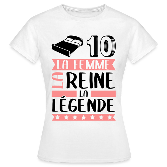 T-shirt femme coloris clair Lydie rébus – La femme, la reine, la légende - blanc