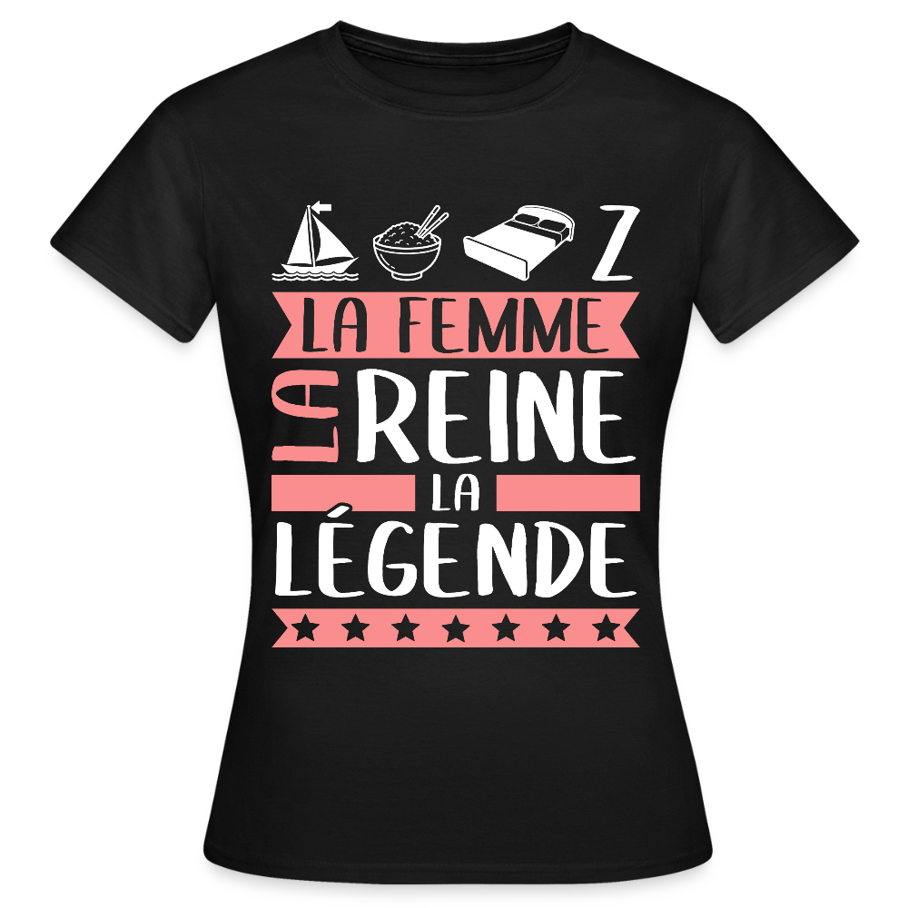 T-shirt femme Marie-Lise rébus – La femme, la reine, la légende - noir