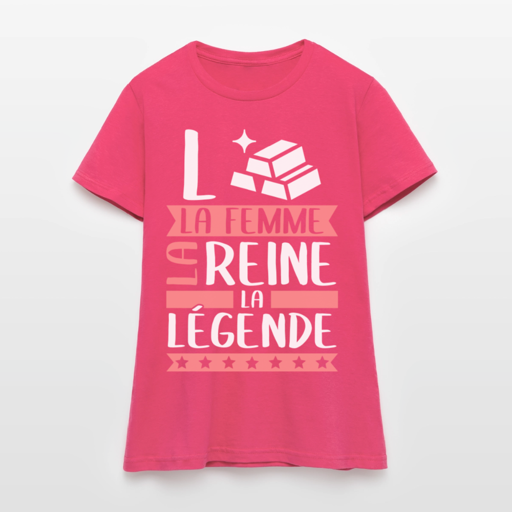 T-shirt femme Laure rébus – La femme, la reine, la légende - rose azalée