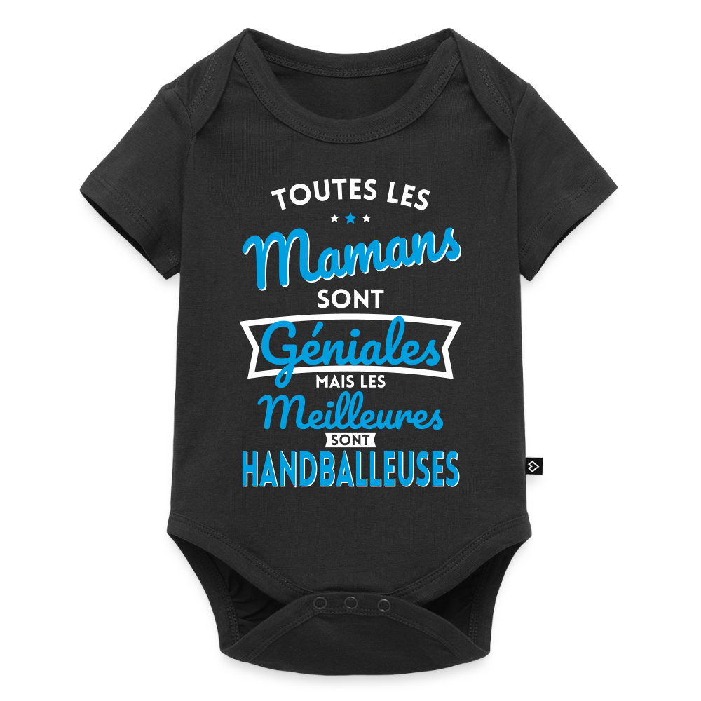 Body Bébé bio manches courtes - Mamans  géniales - Les meilleures sont handballeuses - noir