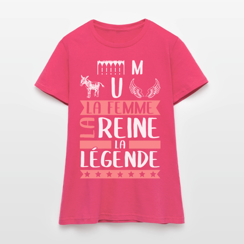 T-shirt femme Emmanuelle rébus – La femme, la reine, la légende - rose azalée