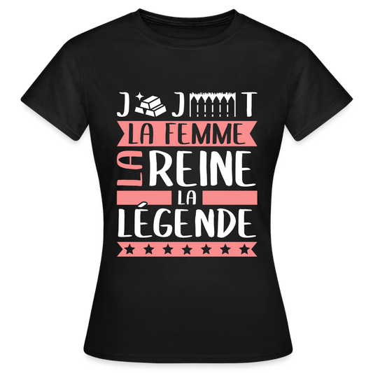 T-shirt femme Georgette rébus – La femme, la reine, la légende - noir