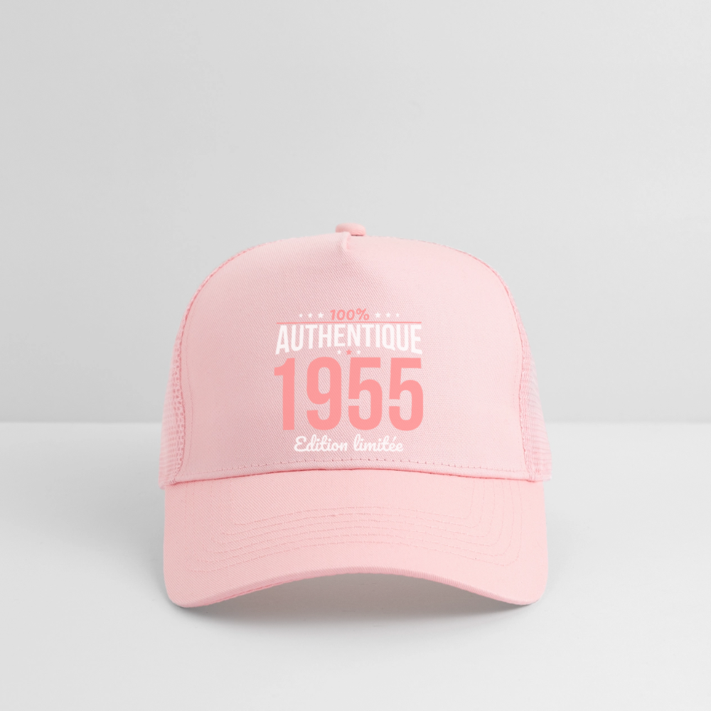 Casquette Trucker - Anniversaire 70 Ans - 100% Authentique 1955 - rose pâle