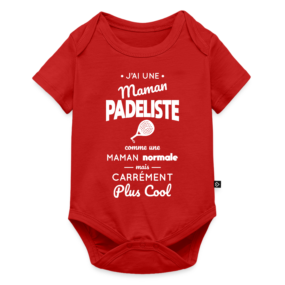 Body Bébé bio manches courtes - J'ai une maman padeliste - rouge