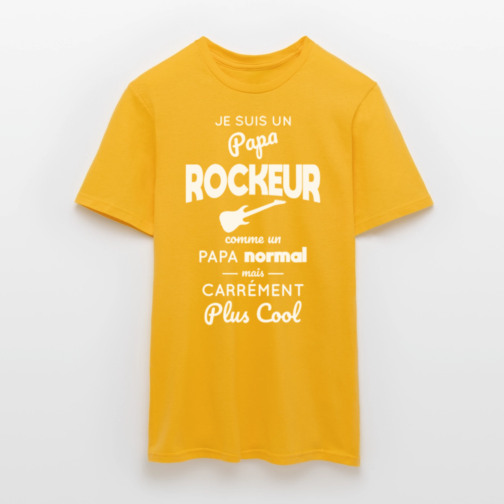 T-shirt Homme - Papa rockeur plus cool - jaune