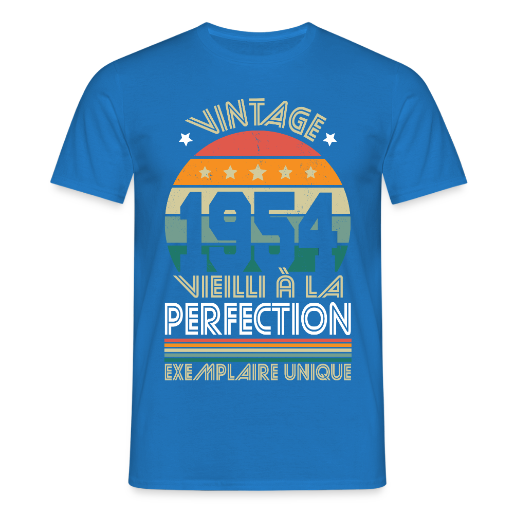 T-shirt Homme - Anniversaire 71 Ans - Vintage 1954 - bleu royal