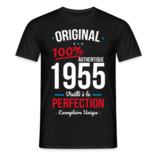 T-shirt Homme - Anniversaire 70 Ans - Original 1955 - noir