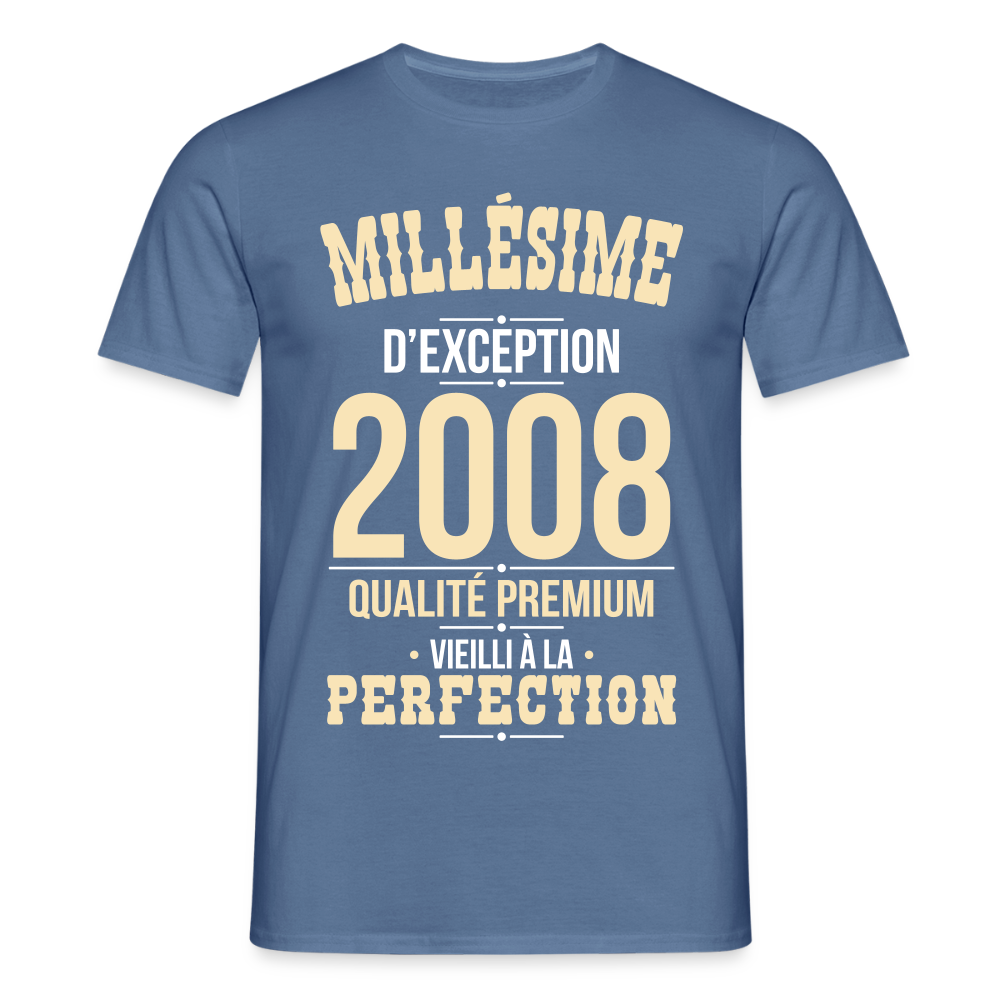T-shirt Homme 18 Ans 2008 – Millésime d’Exception - bleu pigeon 
