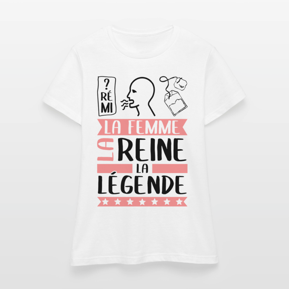 T-shirt femme coloris clair Dorothée rébus – La femme, la reine, la légende - blanc