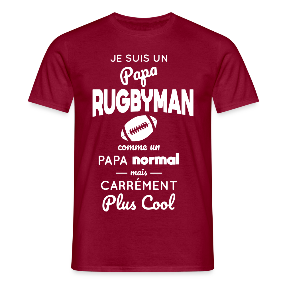 T-shirt Homme - Papa rugbyman plus cool - rouge brique