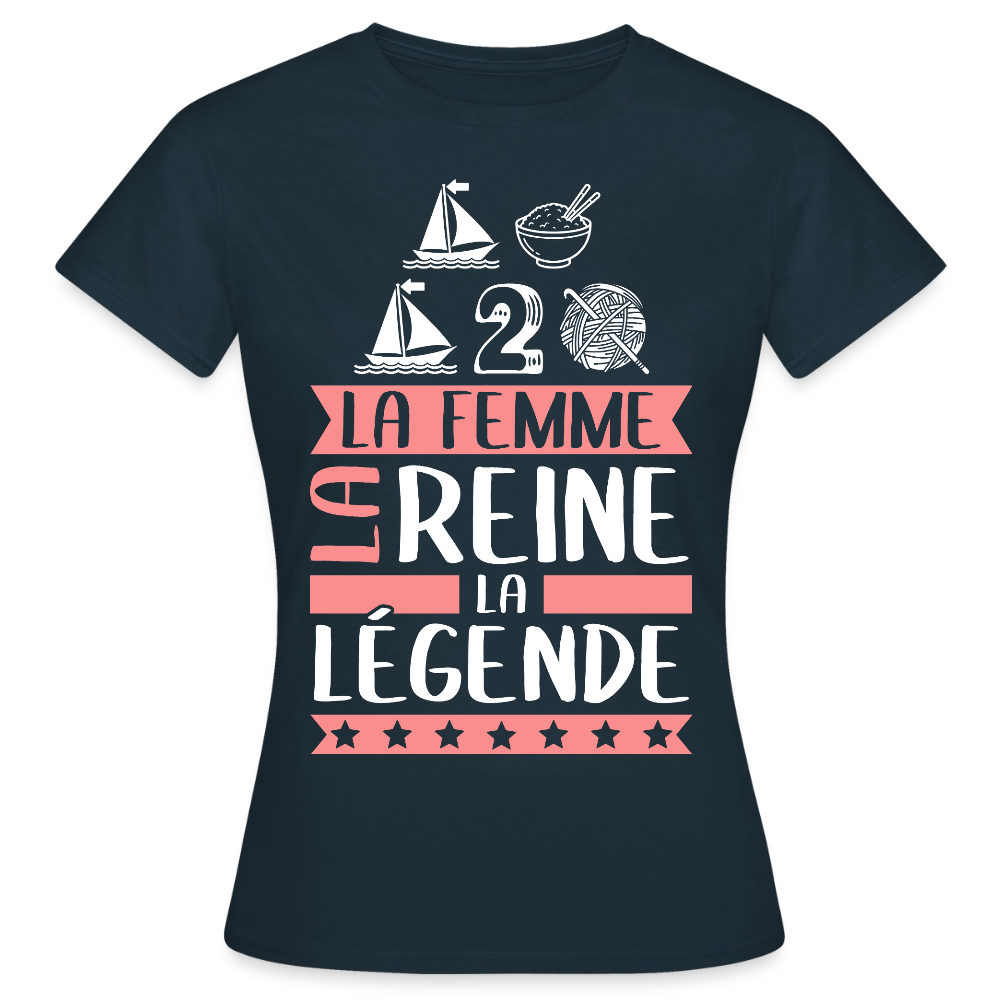 T-shirt femme Marie-Madeleine rébus – La femme, la reine, la légende - marine