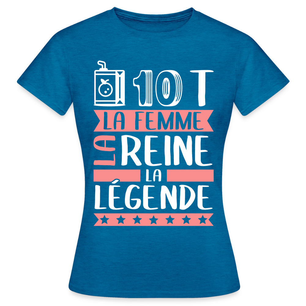 T-shirt femme Judith rébus – La femme, la reine, la légende - bleu saphir antique chiné