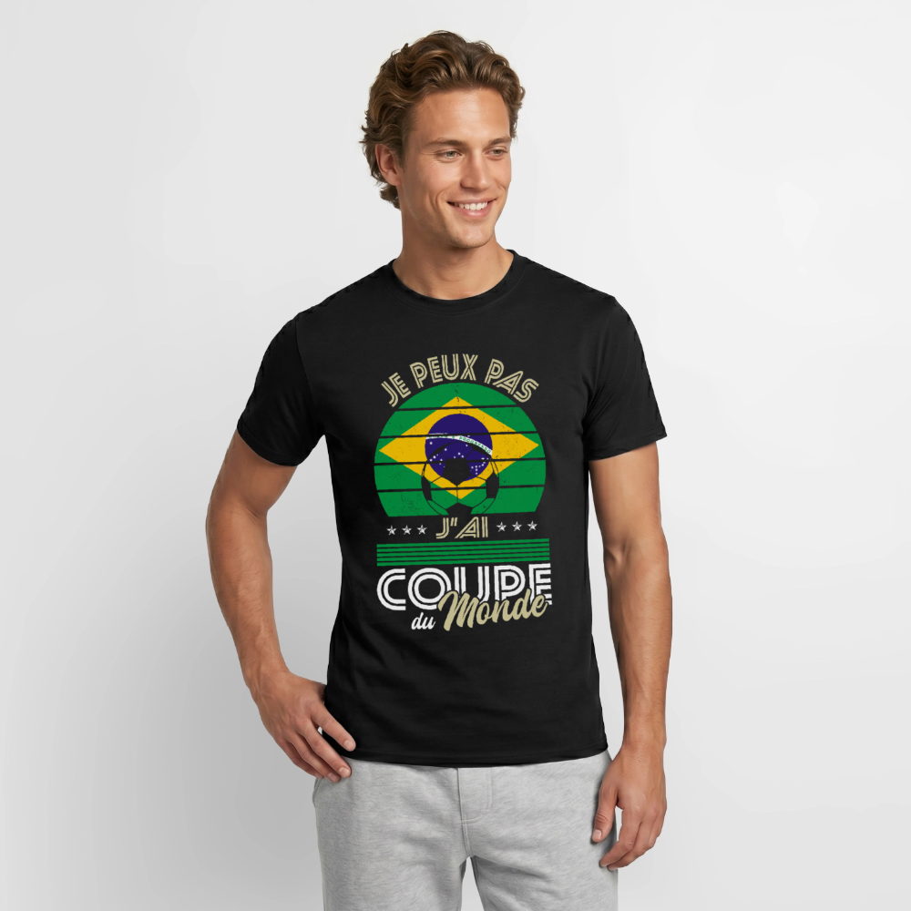 T-shirt Homme - Je peux pas j'ai Coupe du Monde - Brésil - noir