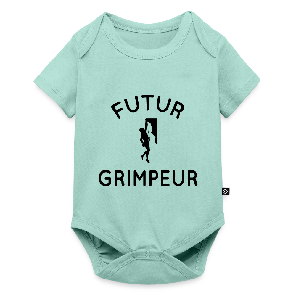 Body Bébé bio manches courtes - Futur grimpeur - menthe 