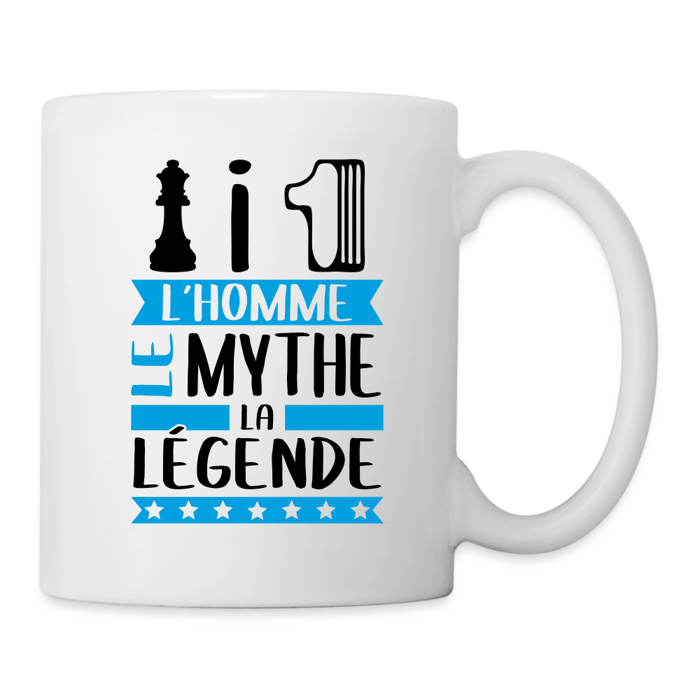 Mug blanc Damien rébus – L’homme, le mythe, la légende - blanc