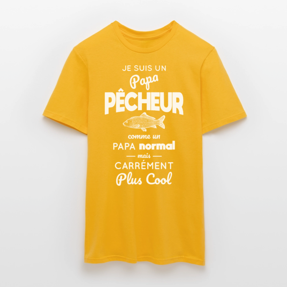 T-shirt Homme - Papa pêcheur plus cool - jaune