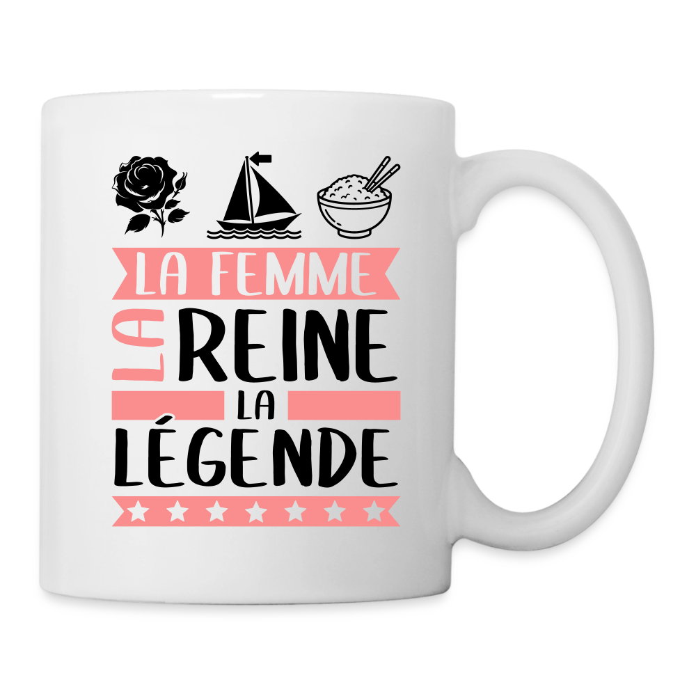 Mug blanc Rose-Marie rébus – La femme, la reine, la légende - blanc