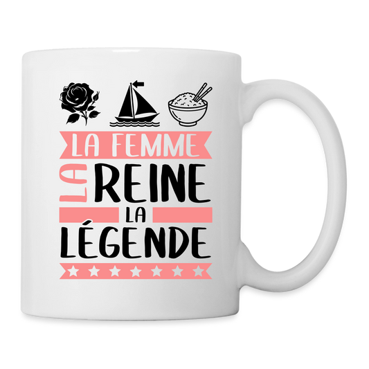 Mug blanc Rose-Marie rébus – La femme, la reine, la légende - blanc