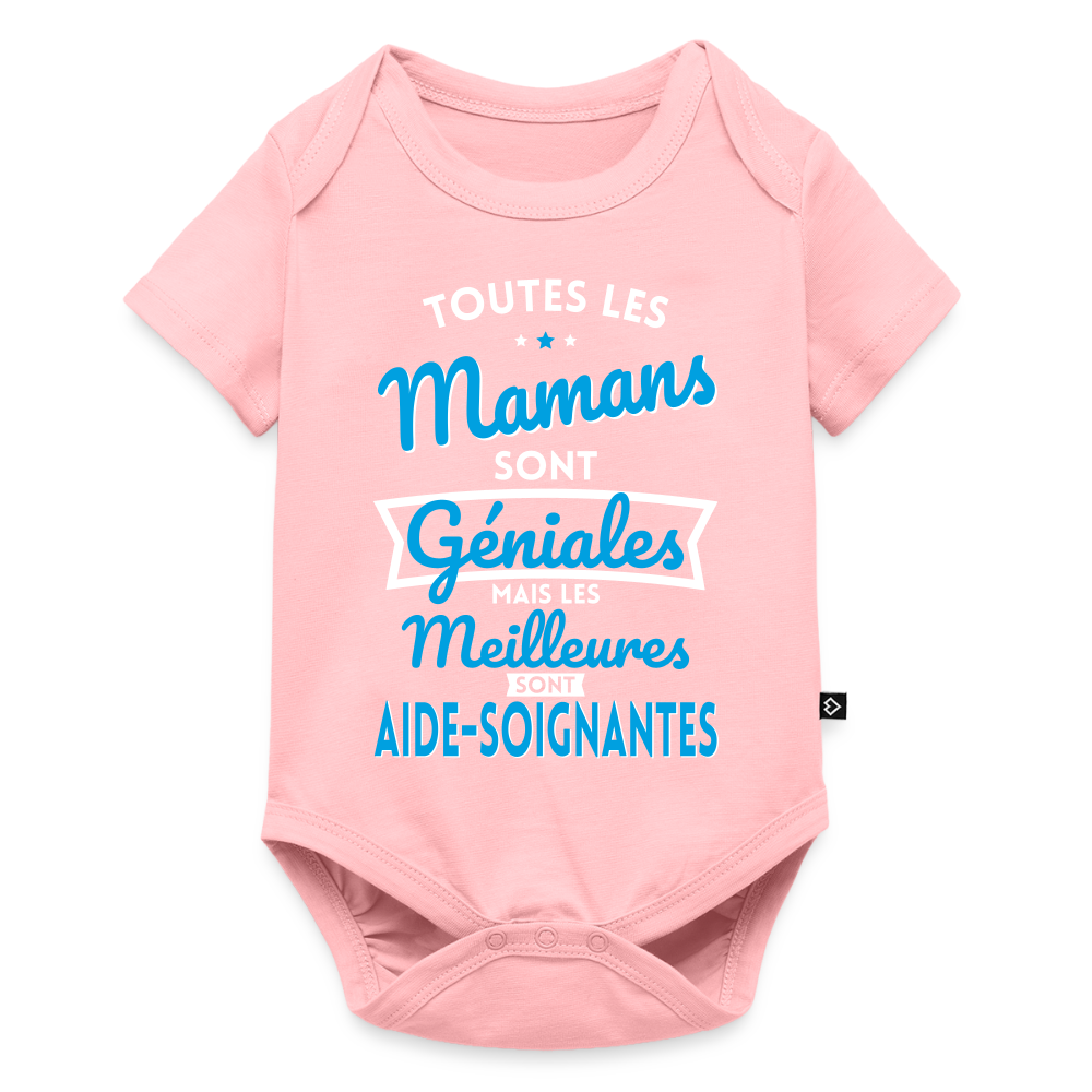 Body Bébé bio manches courtes - Mamans géniales - Meilleures sont aide-soignantes - rose