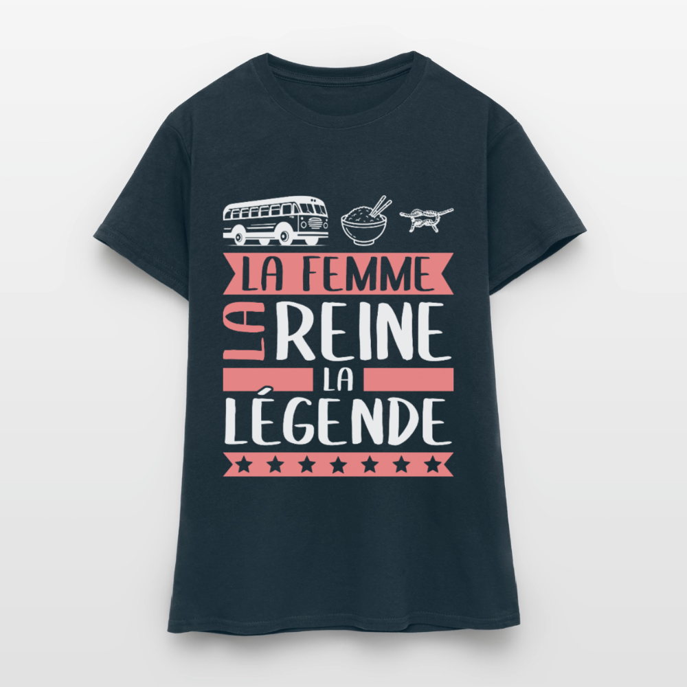 T-shirt femme Karine rébus – La femme, la reine, la légende - marine