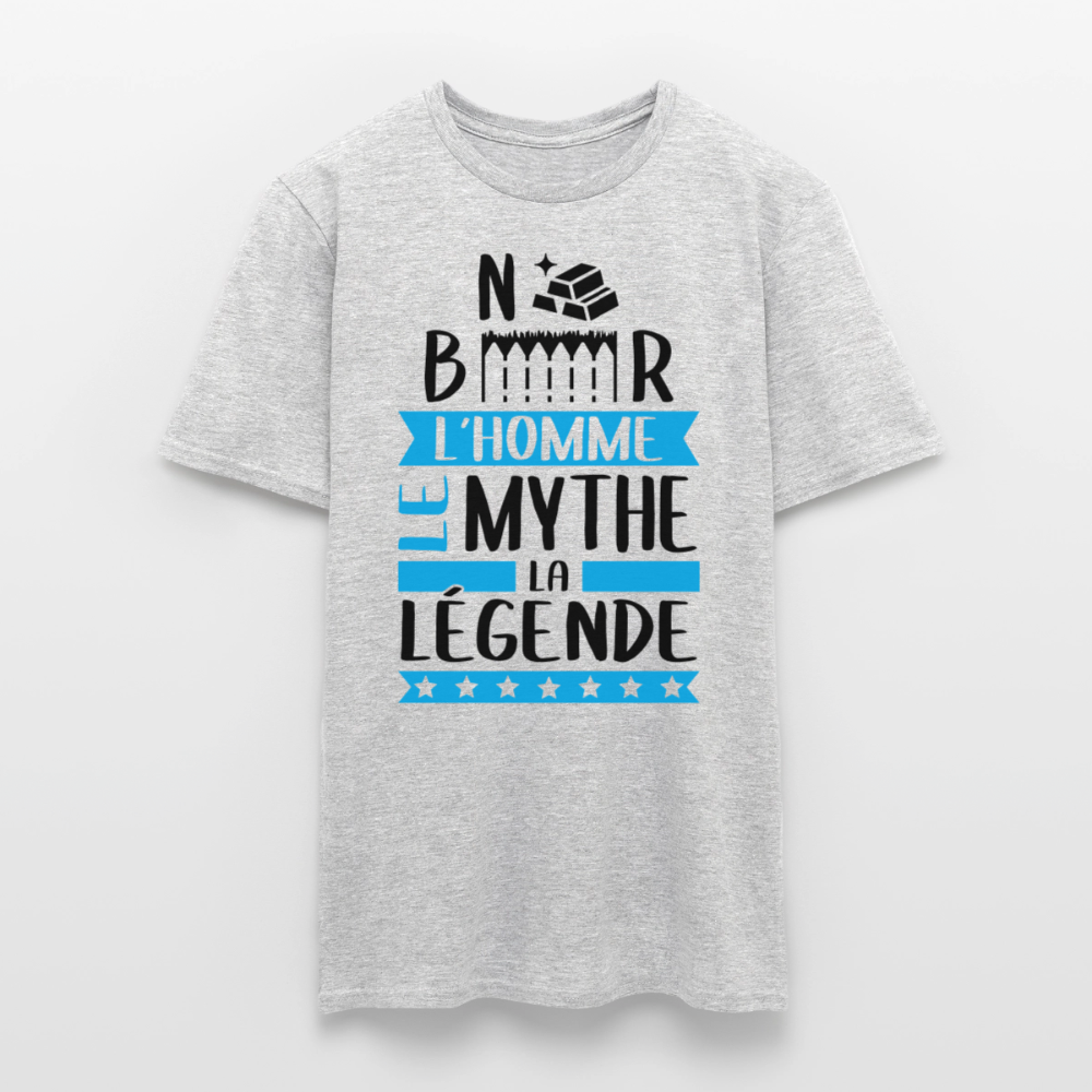 T-shirt homme coloris clair Norbert en rébus – L’homme, le mythe, la légende - gris chiné