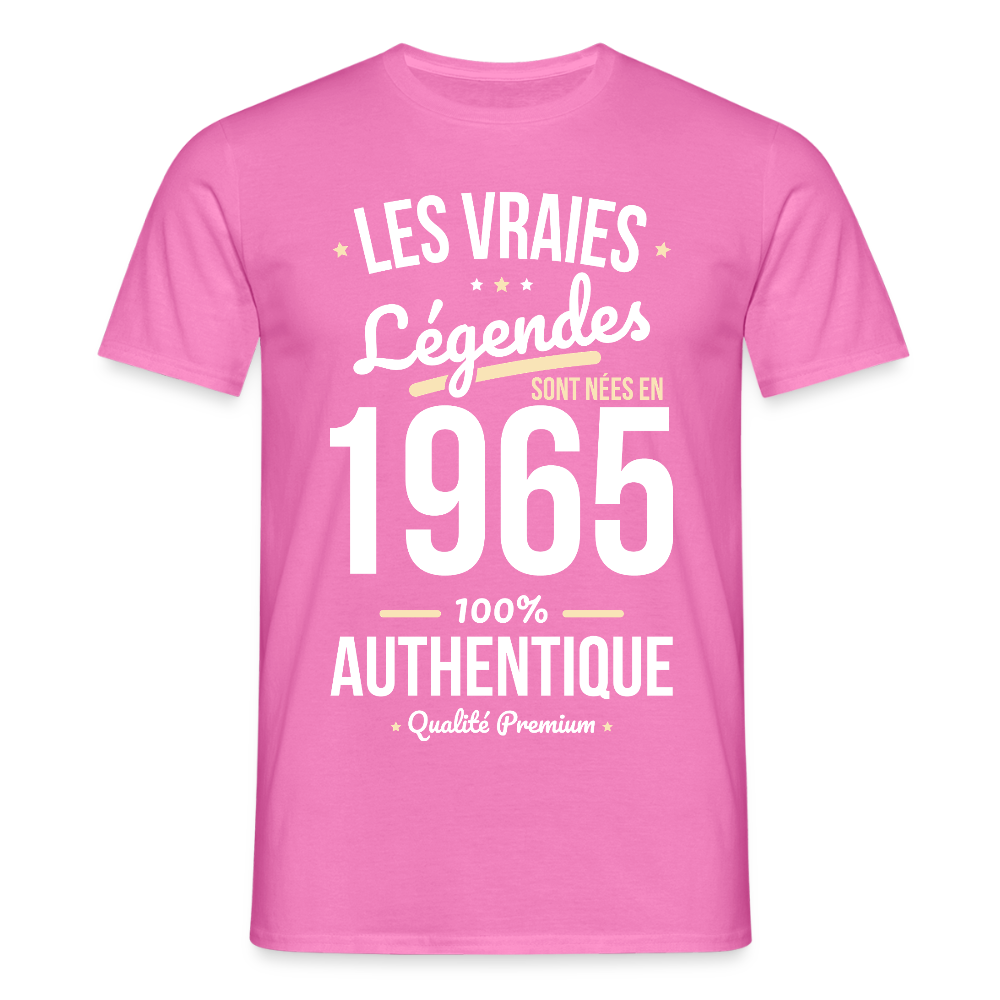 T-shirt Homme - Anniversaire 60 Ans - Les vraies Légendes sont nées en 1965 - rose