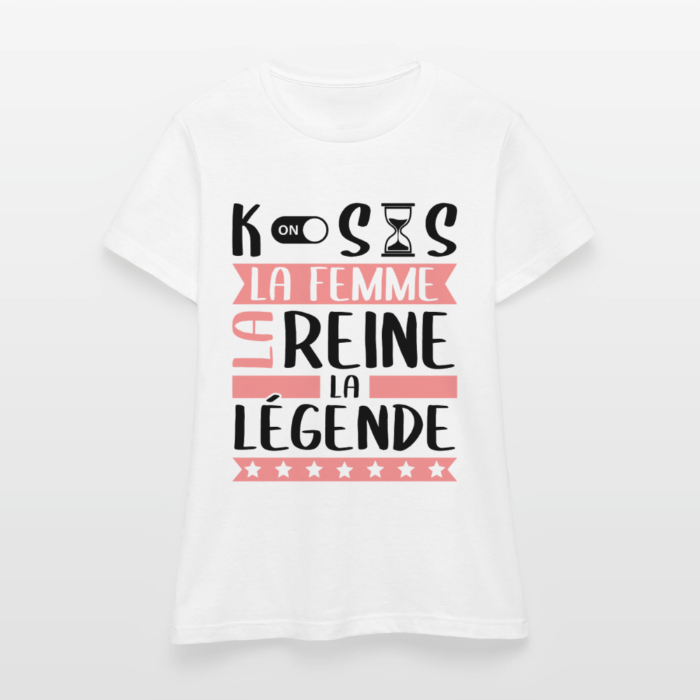 T-shirt femme coloris clair Constance en rébus – La femme, la reine, la légende - blanc