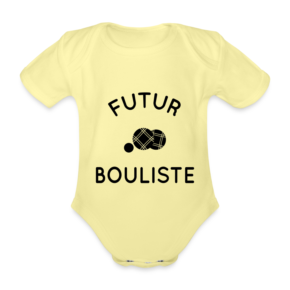 Body Bébé bio manches courtes - Futur bouliste - jaune délavé