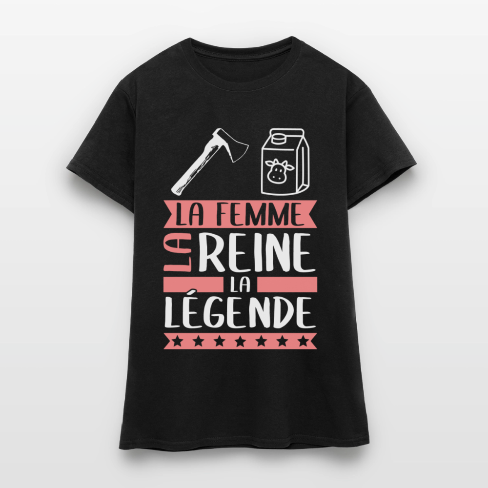 T-shirt femme Ashley rébus – La femme, la reine, la légende - noir
