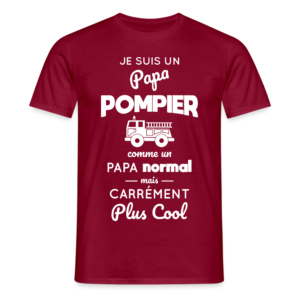 T-shirt Homme - Papa pompier plus cool - rouge brique