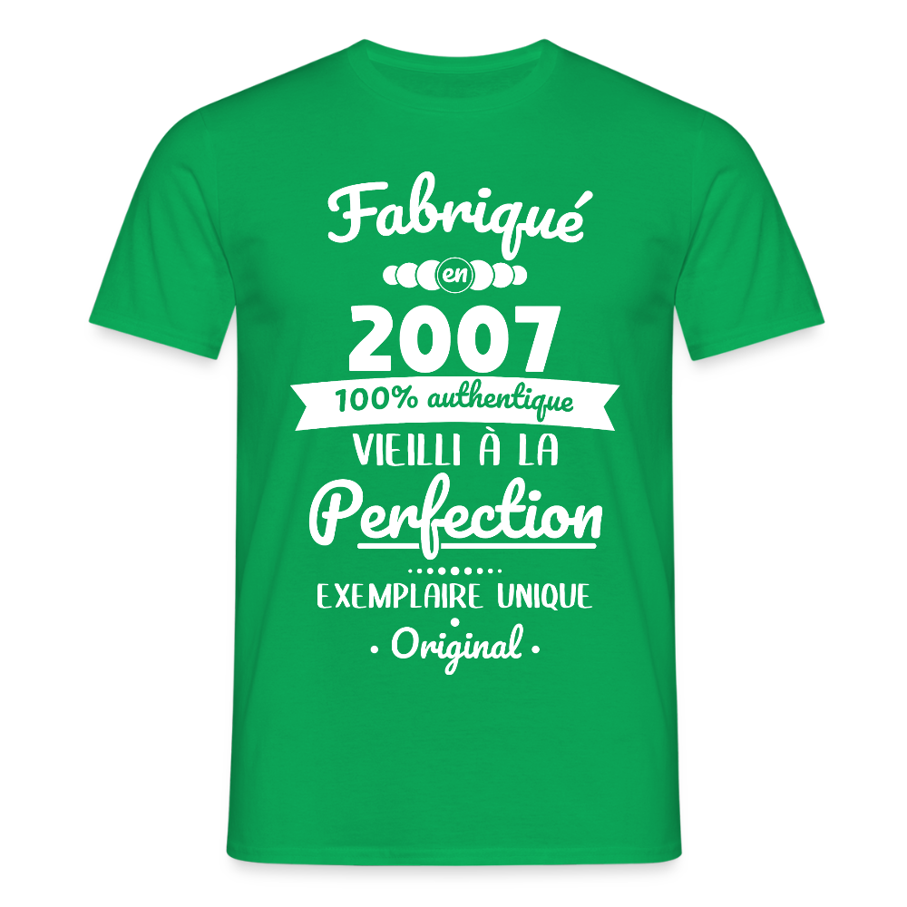T-shirt Homme - Anniversaire 18 Ans - Fabriqué en 2007 - vert