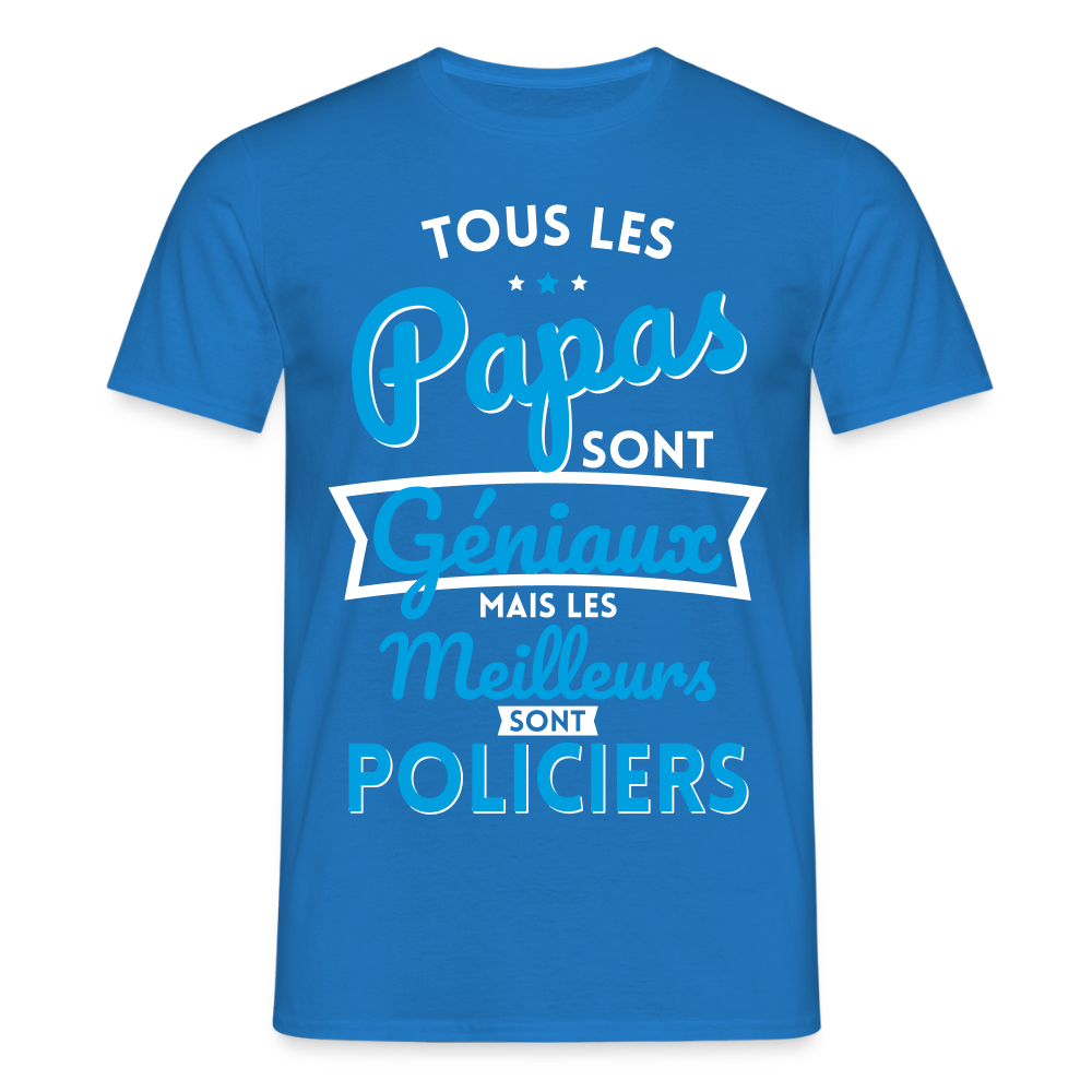 T-shirt Homme - Papas géniaux - Les meilleurs sont policiers - bleu royal