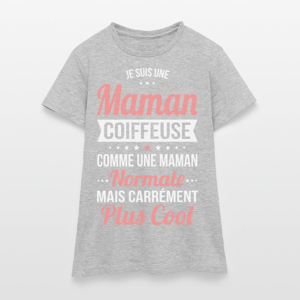 T-shirt Femme - Maman coiffeuse plus cool - gris chiné