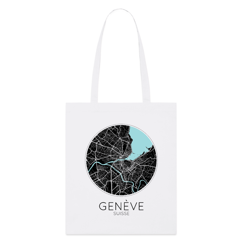 Tote Bag Genève Bio Coloris Clair – Plan de Genève - blanc