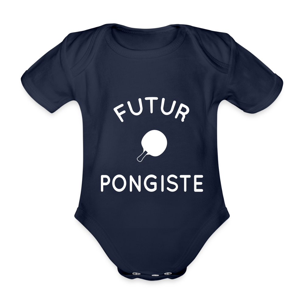 Body Bébé bio manches courtes - Futur pongiste - marine foncé