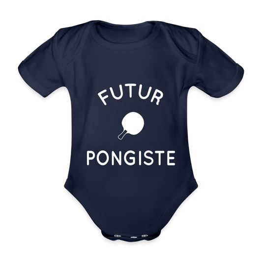 Body Bébé bio manches courtes - Futur pongiste - marine foncé