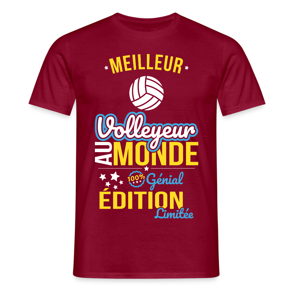 T-shirt Homme - Meilleur Volleyeur au monde - 100% génial - rouge brique