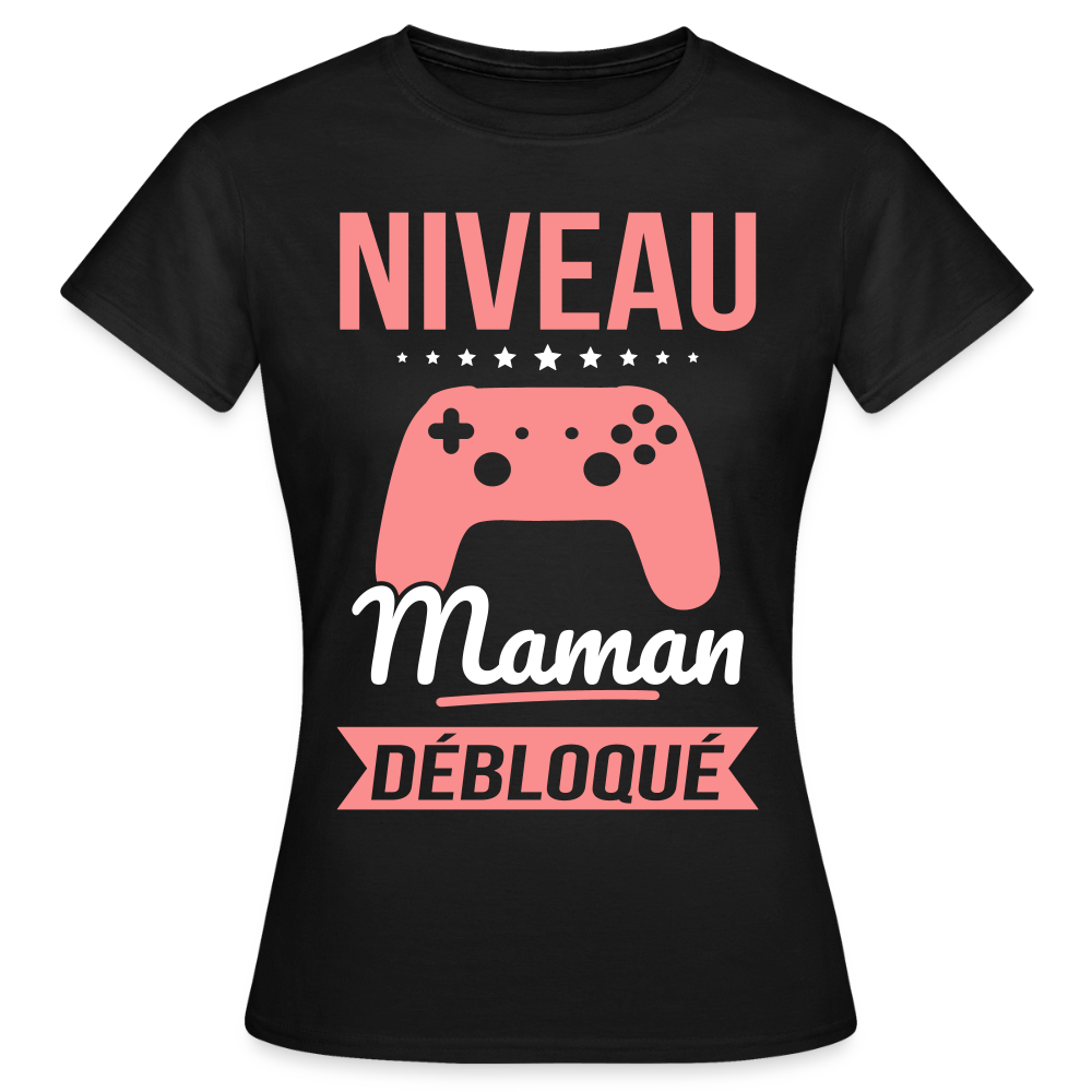 T-shirt femme - Niveau maman débloqué - noir