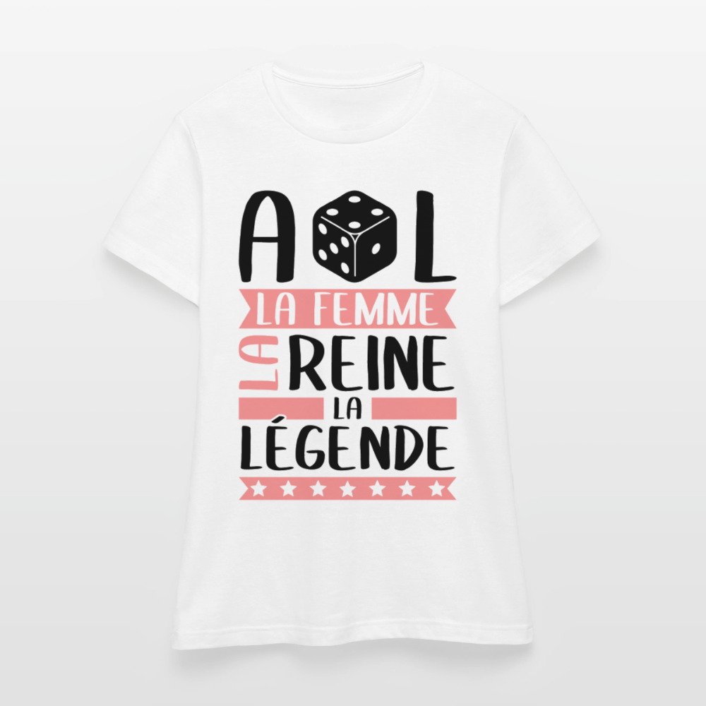 T-shirt femme coloris clair Adèle rébus – La femme, la reine, la légende - blanc