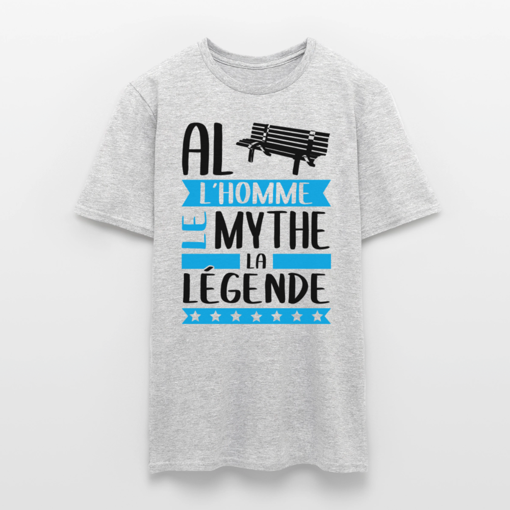 T-shirt homme coloris clair Alban rébus – L’homme, le mythe, la légende - gris chiné