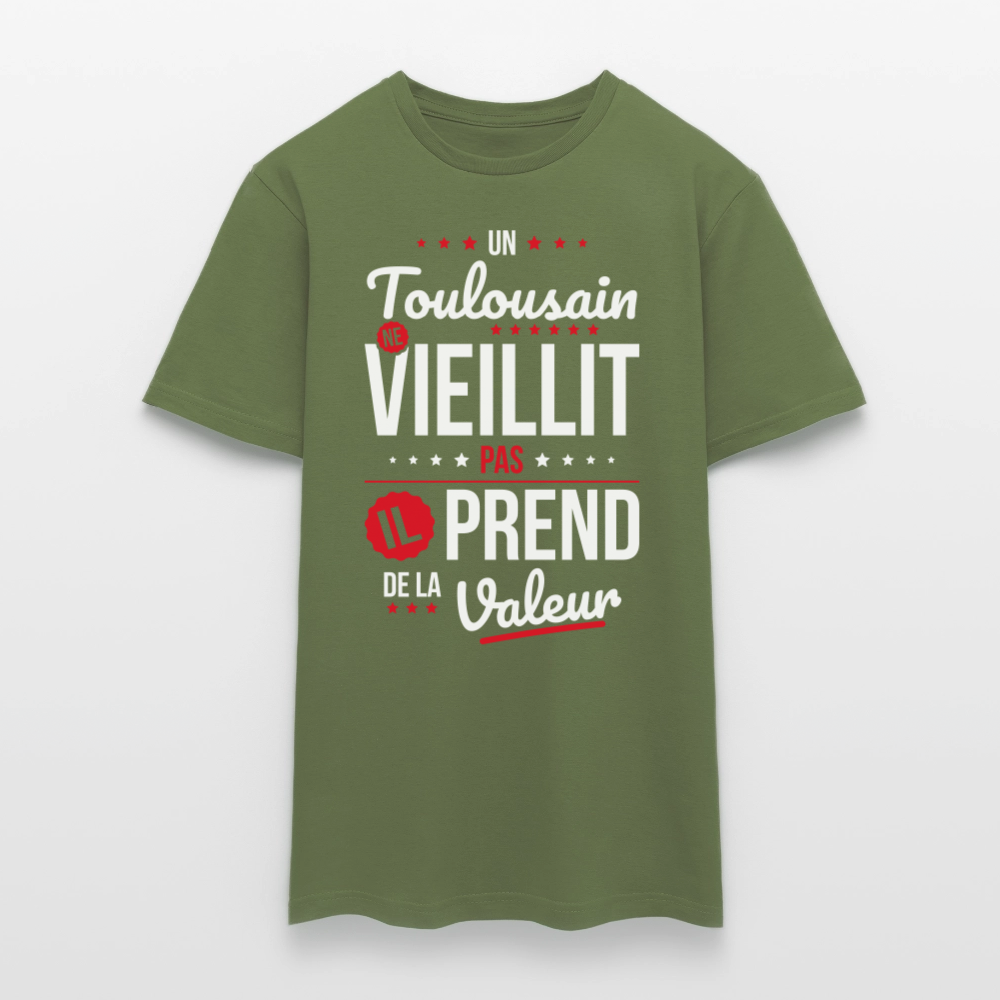 T-shirt Homme - Un Toulousain ne vieillit pas - vert militaire