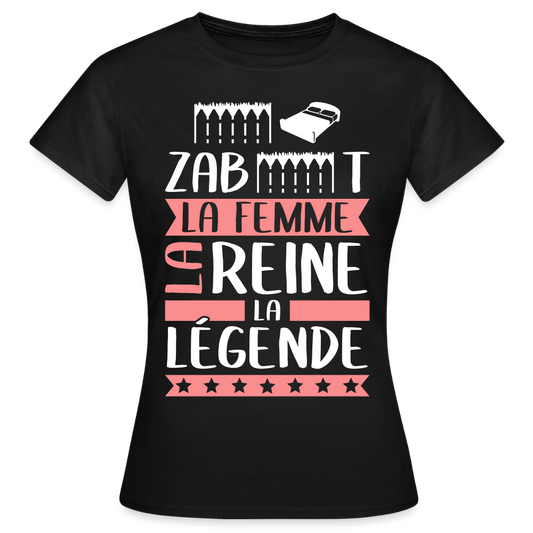 T-shirt femme Elisabeth rébus – La femme, la reine, la légende - noir