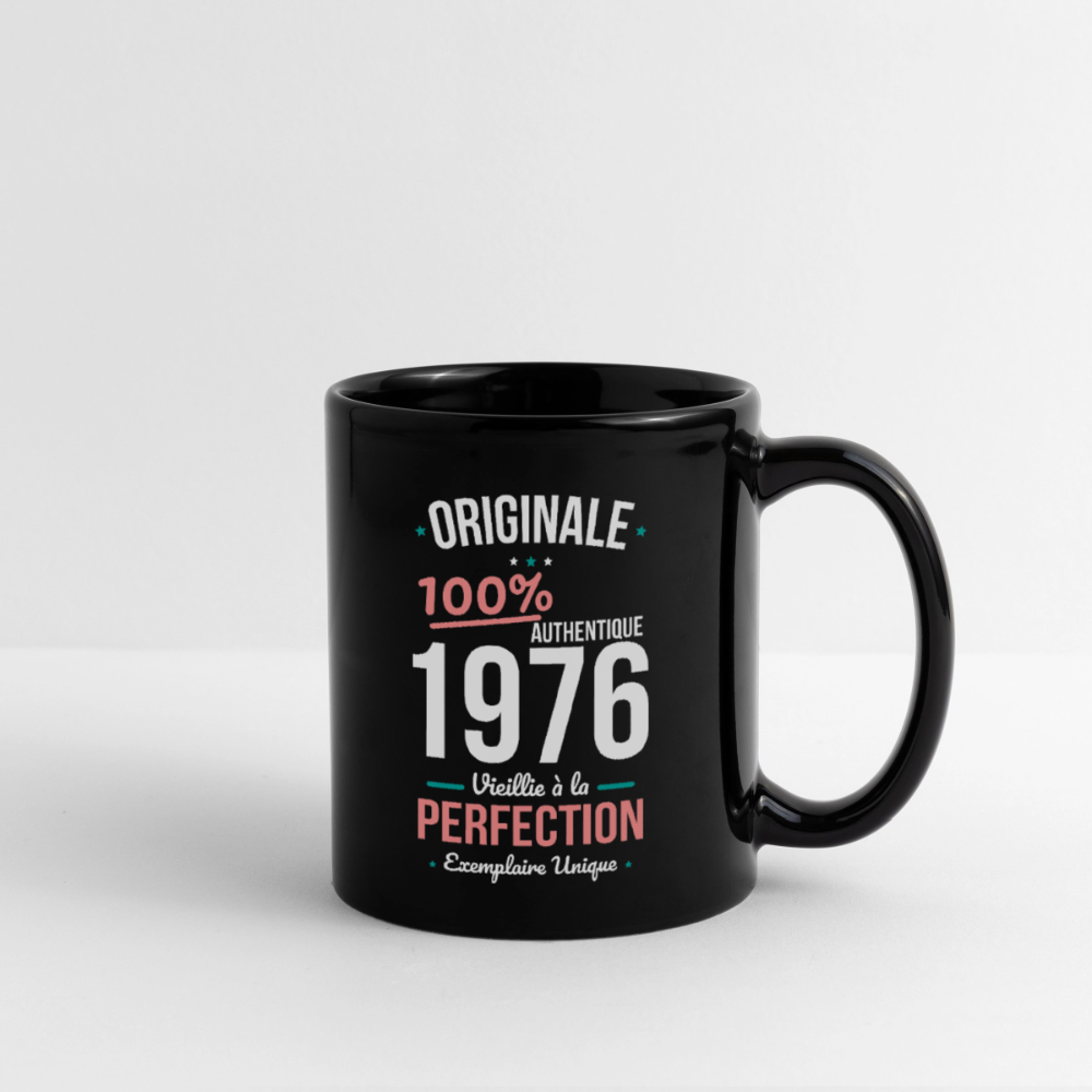 Mug uni anniversaire 50 ans Femme – Originale 1976 Authentique - noir