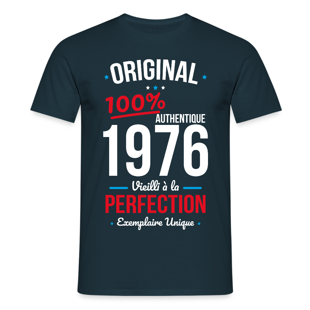 T-shirt anniversaire 50 ans Homme – Original 1976 Authentique - marine